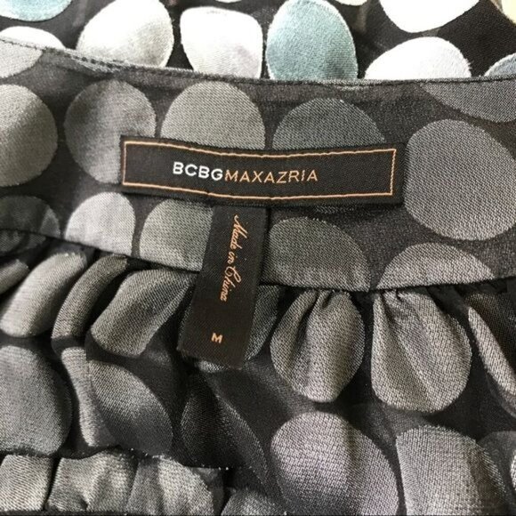 BCBGMaxAzria Gray & Blue Polka Dot Top Size M Silk blend - Picture 5 of 10